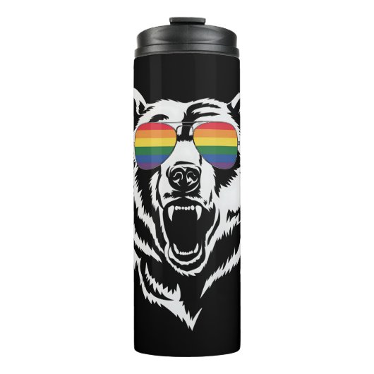 Beer Gay LGBTQ Rainbow Zonnebril Pride Flag Thermosbeker (Voorkant)