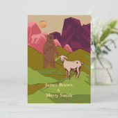 Beer Geitenroze bergen Gold Moon Wedding Kaart (Staand voorkant)