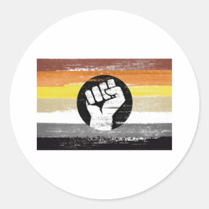 Beer gekleurde protestvlag ronde sticker
