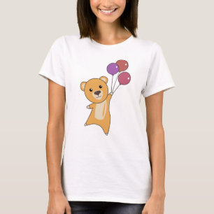 Beer gele vliegen met ballonnen zoete Beren T-shirt