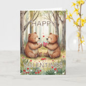 Beer Gelukkig Valentijnsdag  Kaart (Gele Bloem)