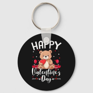 Beer Gelukkige Valentijnsdag Knuffel Beer Met Hart Sleutelhanger