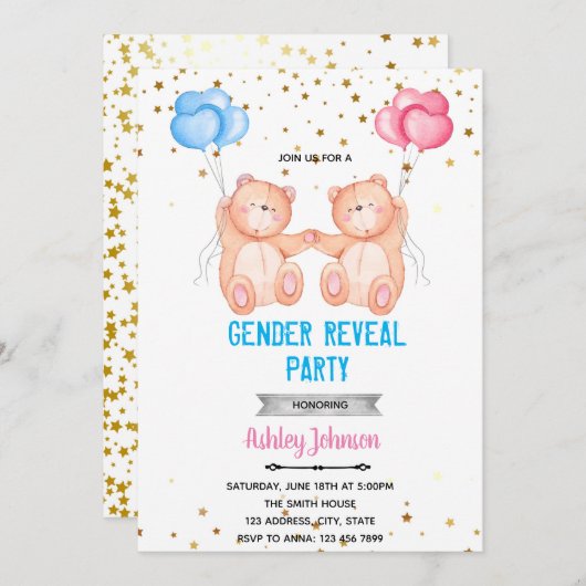 Beer gender onthullen uitnodiging (Voorkant / Achterkant)