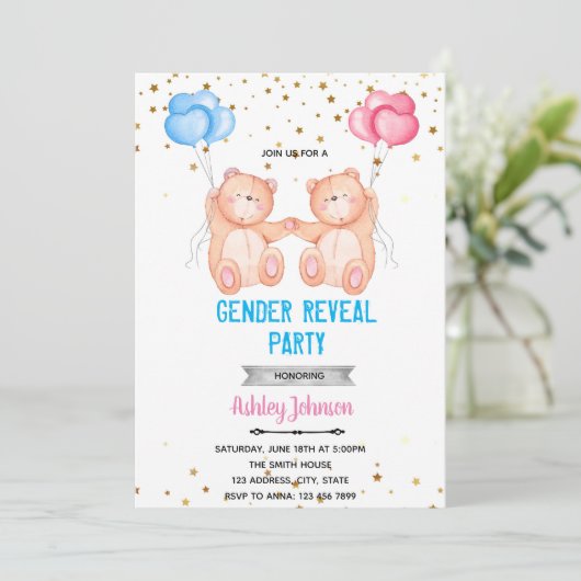 Beer gender onthullen uitnodiging (Staand voorkant)