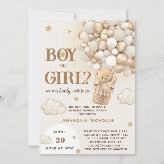 Beer gender onthult neutraal goud kaart (Voorkant)