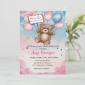 Beer gender onthult roze en blauw Baby shower Kaart (Staand voorkant)