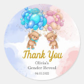 Beer Genderkwesties onthullen Roze en Blauw Hartel Ronde Sticker (Voorkant)