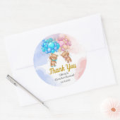 Beer Genderkwesties onthullen Roze en Blauw Hartel Ronde Sticker (Envelop)