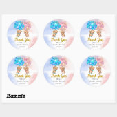 Beer Genderkwesties onthullen Roze en Blauw Hartel Ronde Sticker (Vel)