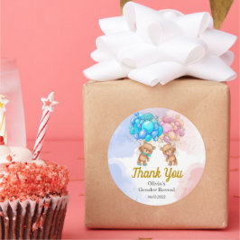 Beer Genderkwesties onthullen Roze en Blauw Hartel Ronde Sticker