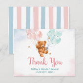 Beer Genderkwesties onthullen roze en blauwe ballo Bedankkaart (Voorkant / Achterkant)