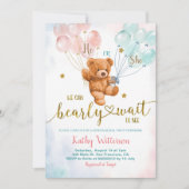 Beer Genderkwesties Roze en Blauw Baby shower onth Kaart (Voorkant)