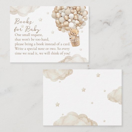 Beer Genderneutraal Baby shower Boekaanvraag Informatiekaartje (Voorkant / Achterkant)
