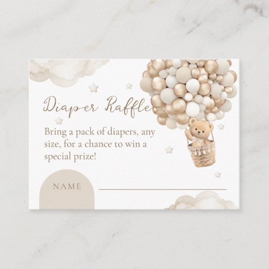 Beer Genderneutraal Baby shower luieraffle Informatiekaartje (Voorkant)