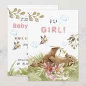 *~* Beer genieten van Flower Baby Girl Shower Kaart (Voorkant / Achterkant)