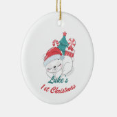 Beer Gepersonaliseerde Baby's 1e kerst met foto Keramisch Ornament (Rechts)