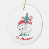 Beer Gepersonaliseerde Baby's 1e kerst met foto Keramisch Ornament (Links)