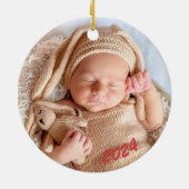Beer Gepersonaliseerde Baby's 1e kerst met foto Keramisch Ornament (Achterkant)