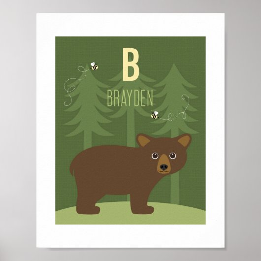 Beer Gepersonaliseerde Nursery Poster Print (Voorkant)