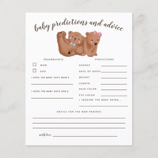 Beer geslacht aankondiging baby voorspellingen en  (Voorkant)