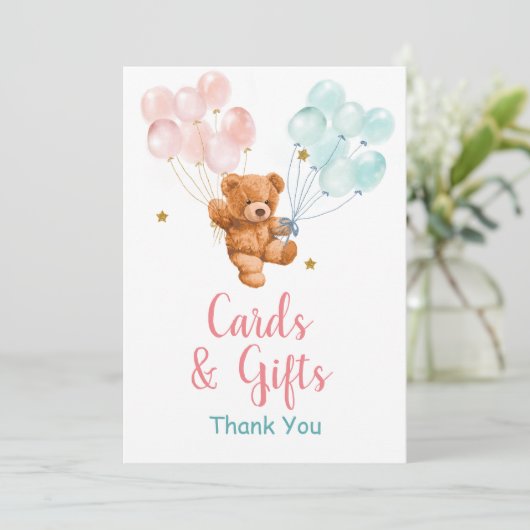 Beer Geslacht Ballonkaarten en cadeautjes onthulle Bedankkaart (Staand voorkant)