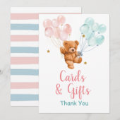 Beer Geslacht Ballonkaarten en cadeautjes onthulle Bedankkaart (Voorkant / Achterkant)