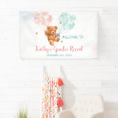 Beer Geslacht Laat roze en blauwe ballon zien Spandoek (Insitu)