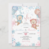 Beer Geslacht onthullen Hij of zij Winter Snowflak Kaart (Voorkant)