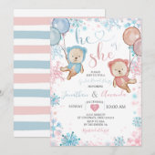 Beer Geslacht onthullen Hij of zij Winter Snowflak Kaart (Voorkant / Achterkant)