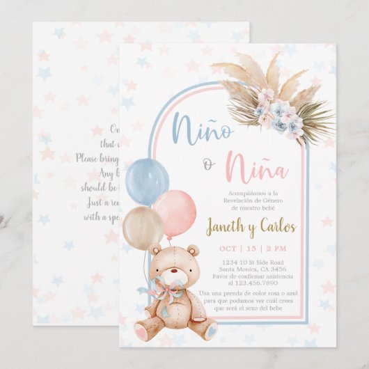 Beer Geslacht onthullen Spaans Baby shower Uitnodi Kaart (Voorkant / Achterkant)