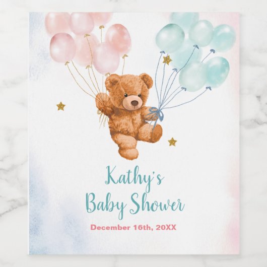 Beer Geslacht Onthulling Roze en Blauwe Wijnfles E Wijn Etiket (Enkel label)