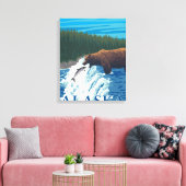 Beer Gevist in de Katmai, Alaska Canvas Afdruk (Insitu (Woonkamer))