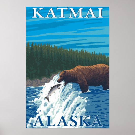 Beer Gevist in de Katmai, Alaska Poster (Voorkant)