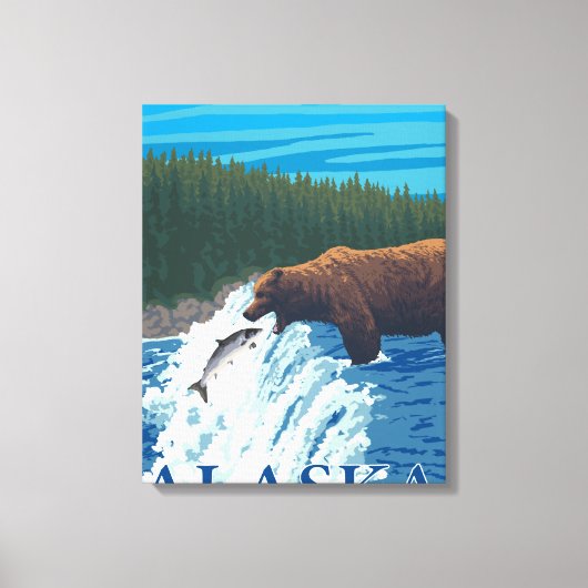 Beer Gevist in de rivier de Cordova, Alaska Canvas Afdruk (Voorkant)