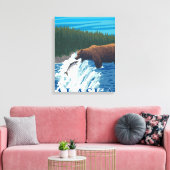 Beer Gevist in de rivier de Cordova, Alaska Canvas Afdruk (Insitu (Woonkamer))