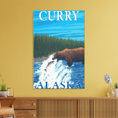 Beer Gevist in de rivier de Curry, Alaska Canvas Afdruk (Insitu (Woonkamer))