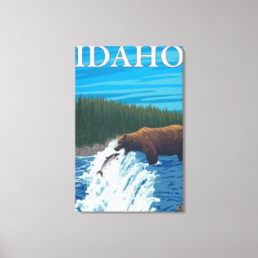Beer Gevist in de rivier de Idaho Canvas Afdruk (Voorkant)