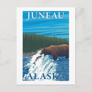 Beer Gevist in de rivier de Juneau, Alaska Briefkaart