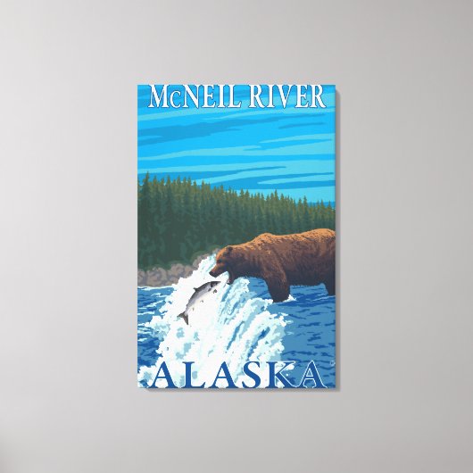 Beer Gevist in de rivier de McNeil, Alaska Canvas Afdruk (Voorkant)