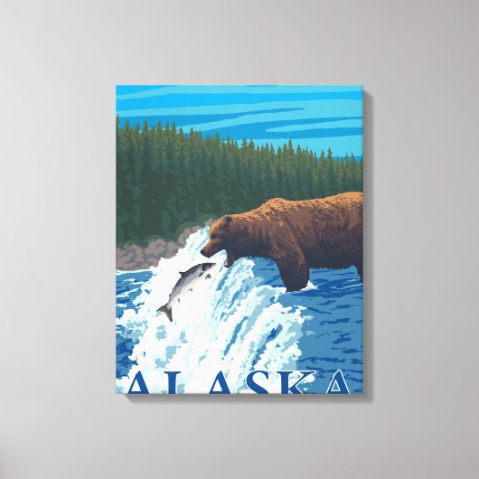 Beer Gevist in de rivier de McNeil, Alaska Canvas Afdruk (Voorkant)