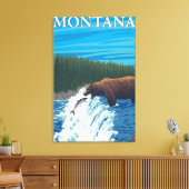 Beer Gevist in de rivier de Montana Canvas Afdruk (Insitu (Woonkamer))