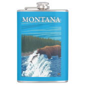 Beer Gevist in de rivier de Montana Heupfles (Voorkant)