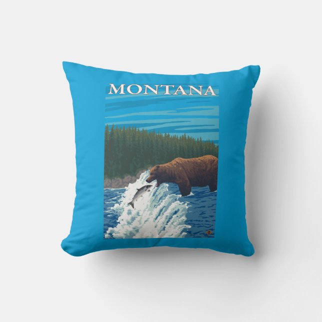 Beer Gevist in de rivier de Montana Kussen (Voorkant)