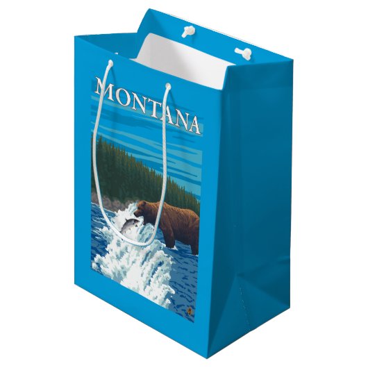 Beer Gevist in de rivier de Montana Medium Cadeauzakje (Voorkant Gekanteld)