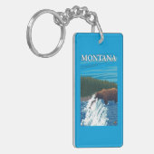 Beer Gevist in de rivier de Montana Sleutelhanger (Voorkant Links)