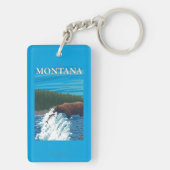Beer Gevist in de rivier de Montana Sleutelhanger (achterkant)