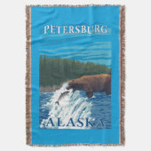 Beer Gevist in de rivier de Petersburg, Alaska Deken (Voorkant Verticaal)