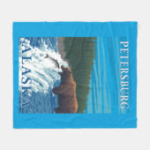 Beer Gevist in de rivier de Petersburg, Alaska Fleece Deken (Voorkant (Horizontaal))