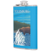 Beer Gevist in de rivier de Petersburg, Alaska Heupfles (Links)