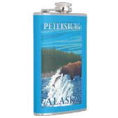 Beer Gevist in de rivier de Petersburg, Alaska Heupfles (Rechts)